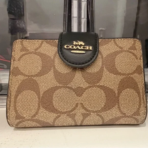 Coach Signature Brown Medium Corner Zip Wallet - Picture 6 of 11
